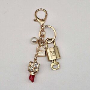 Authentic Louis Vuitton Lock & Key with unbranded Lipstick Bagcharm, Keycharm